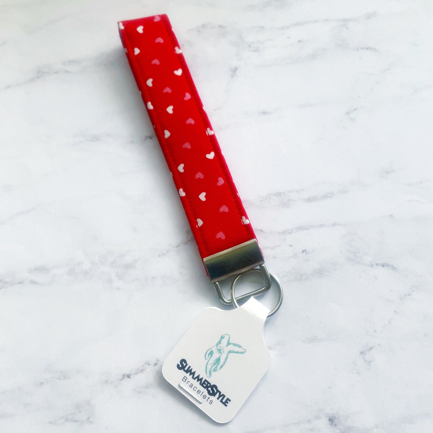 VALENTINE Red Mini Heart Key Fob Wristlet, Wristlet Lanyard, Keychain Wristlet, Handmade Lanyard, SummerStyle Bracelets