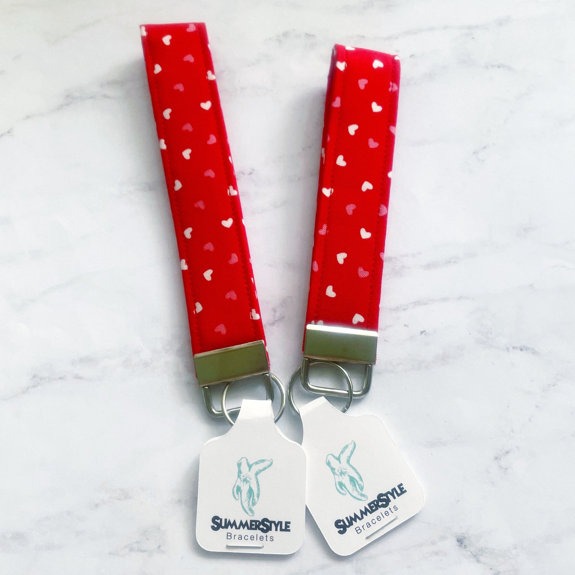 VALENTINE Red Mini Heart Key Fob Wristlet, Wristlet Lanyard, Keychain Wristlet, Handmade Lanyard, SummerStyle Bracelets