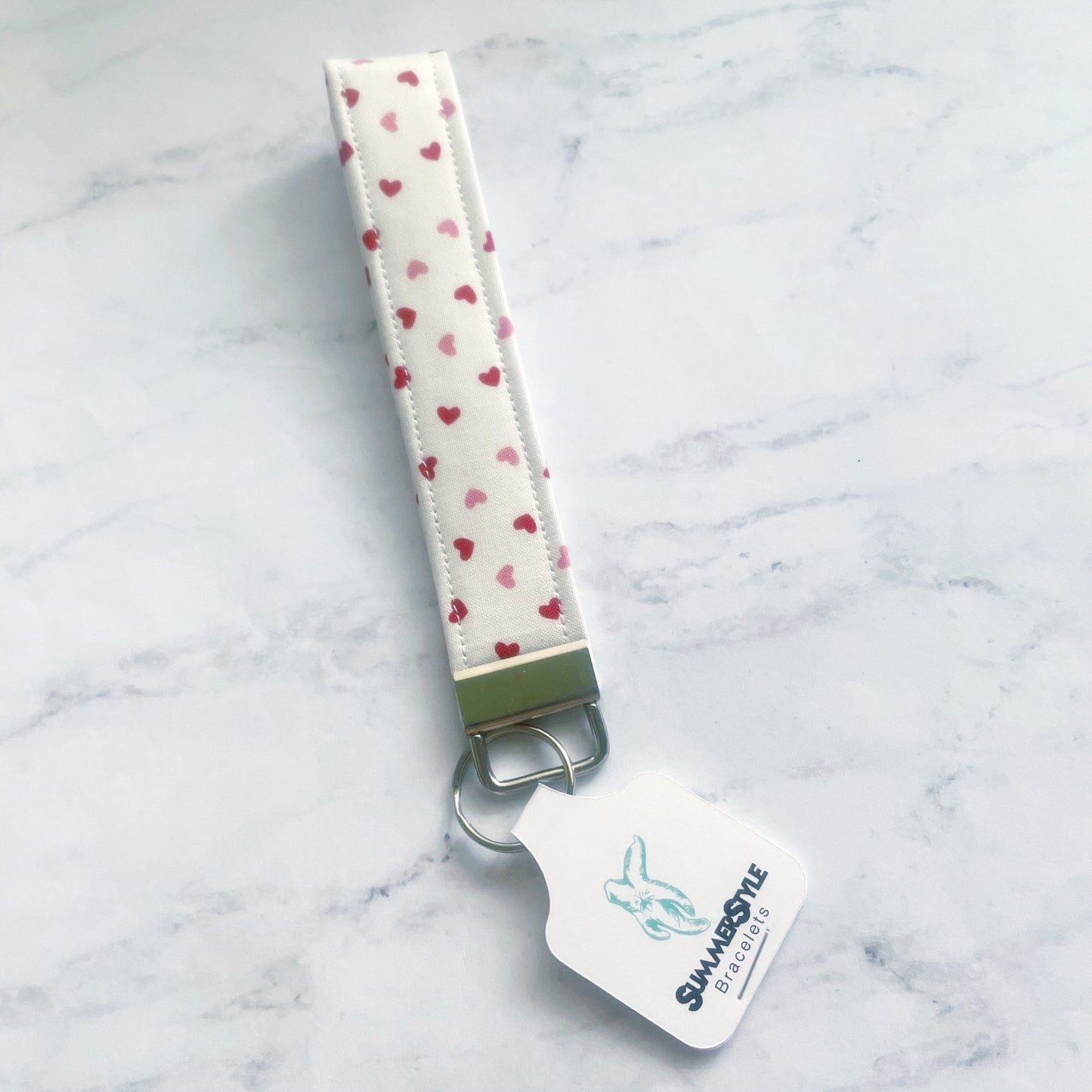 VALENTINE White Mini Heart Key Fob Wristlet, Wristlet Lanyard, Keychain Wristlet, Handmade Lanyard, SummerStyle Bracelets
