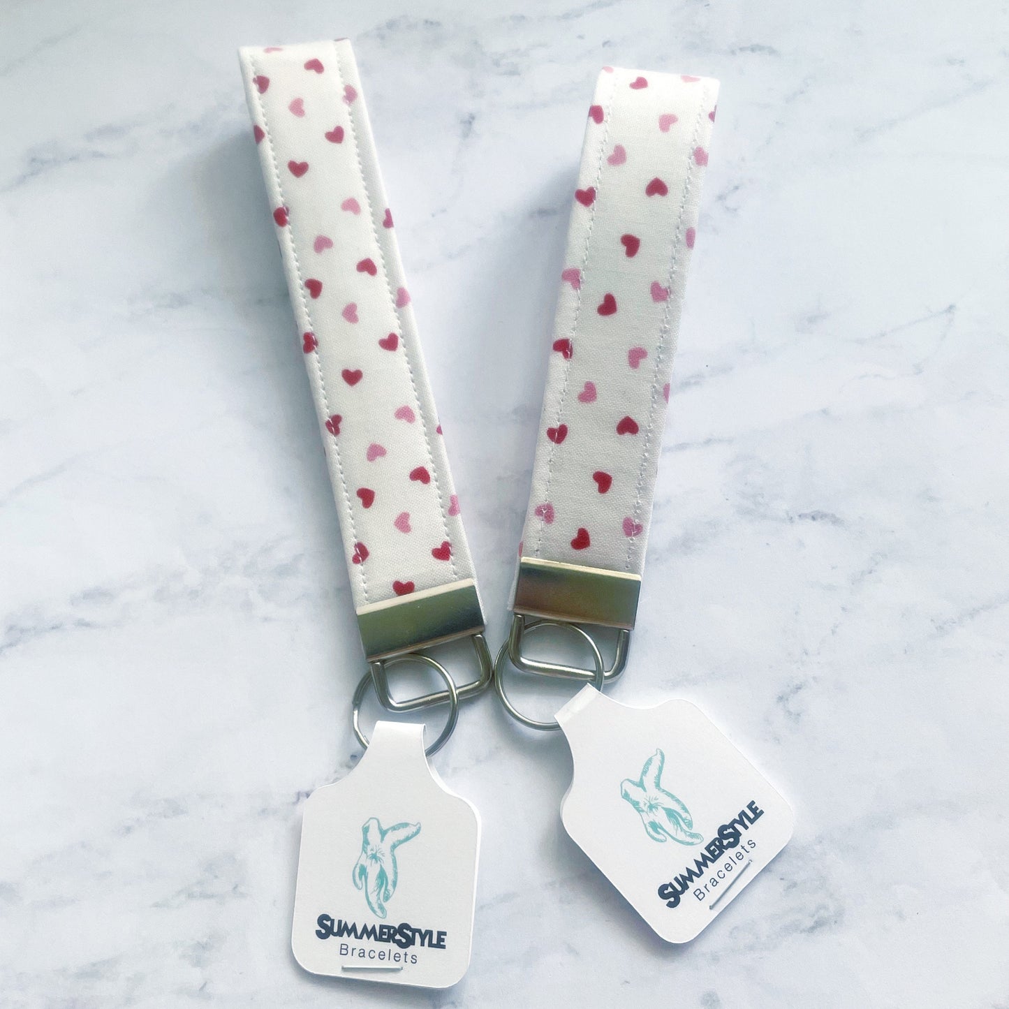 VALENTINE White Mini Heart Key Fob Wristlet, Wristlet Lanyard, Keychain Wristlet, Handmade Lanyard, SummerStyle Bracelets