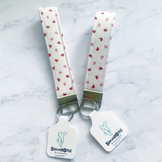 VALENTINE White Mini Heart Key Fob Wristlet, Wristlet Lanyard, Keychain Wristlet, Handmade Lanyard, SummerStyle Bracelets