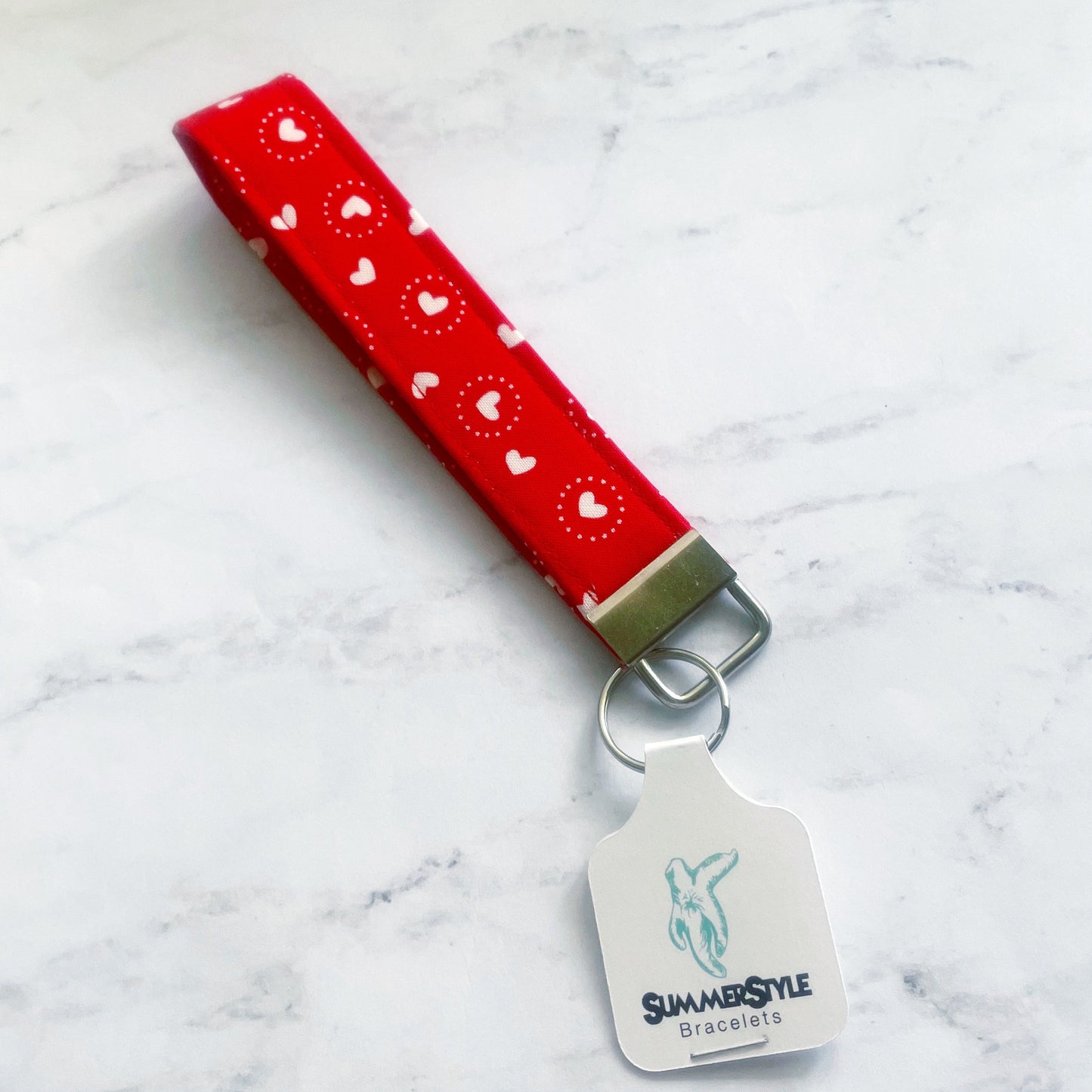 VALENTINE Red Polka Dot Heart Key Fob Wristlet, Wristlet Lanyard, Keychain Wristlet, Handmade Lanyard, SummerStyle Bracelets