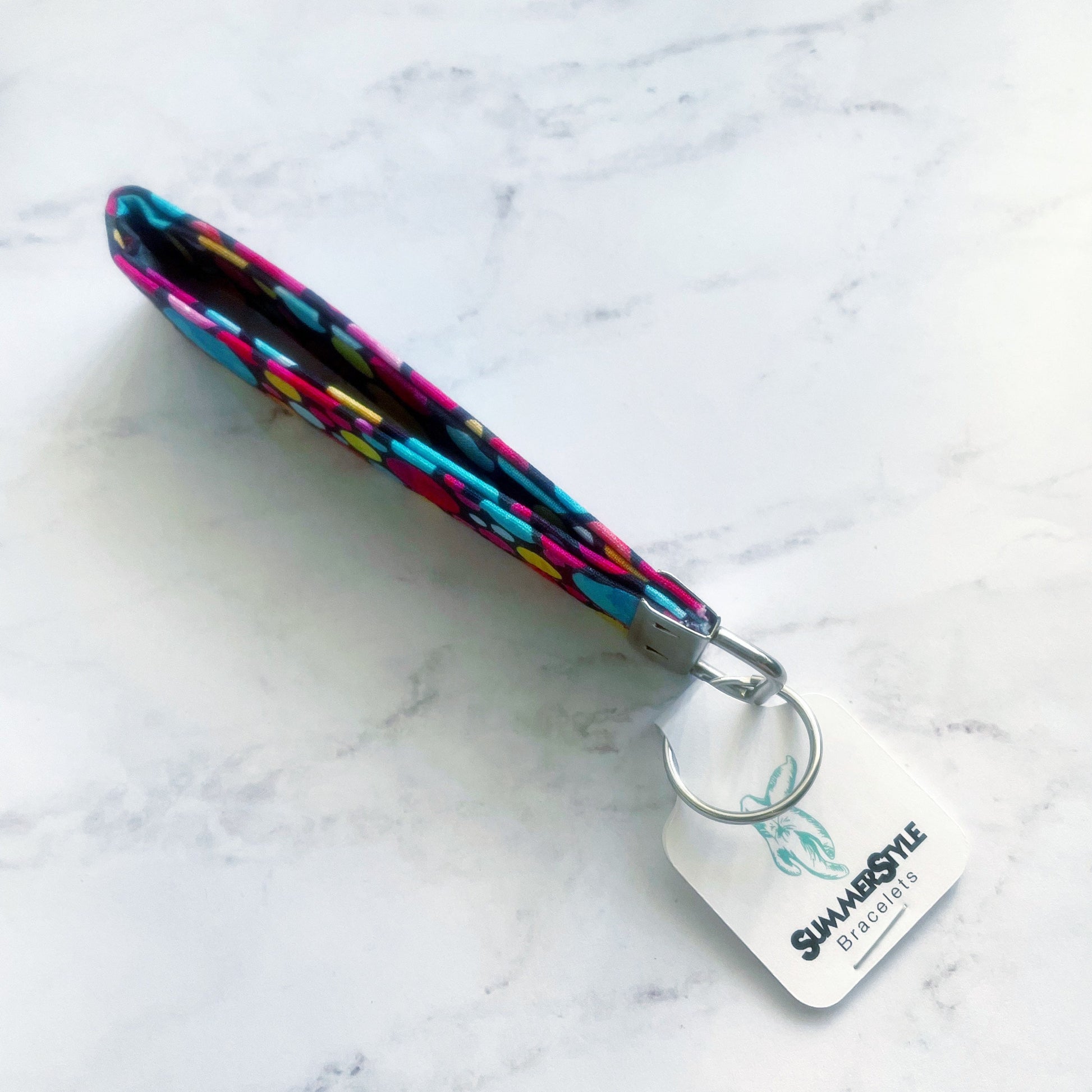 Rainbow Polka Dot Key Fob Wristlet, 5.5in Wristlet Lanyard, Keychain Wristlet, Handmade Lanyard, SummerStyle Bracelets