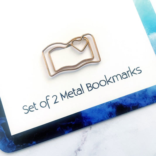 Set of 2 Rose Gold Mini Metal Open Book Planner Bookmarks, Mini Bookmark, Book Lover Gift, Rose Gold Gift, SummerStyle Bracelets