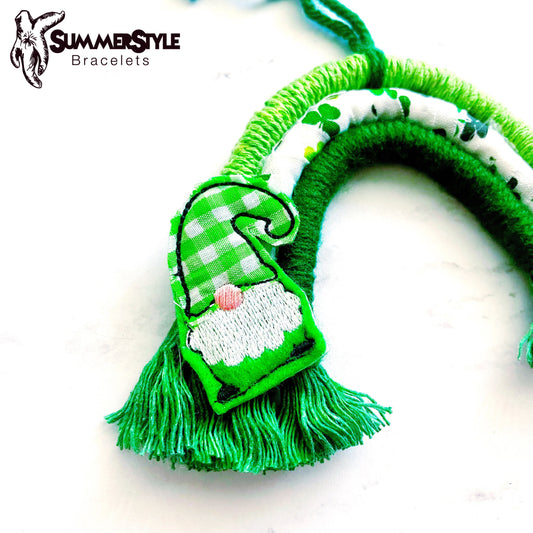 ST PATRICKS DAY Green Gnome Macrame Rainbow Car Charm, Macrame Wall Hanging, Boho Accessories, Macrame Rainbow, SummerStyle Bracelets