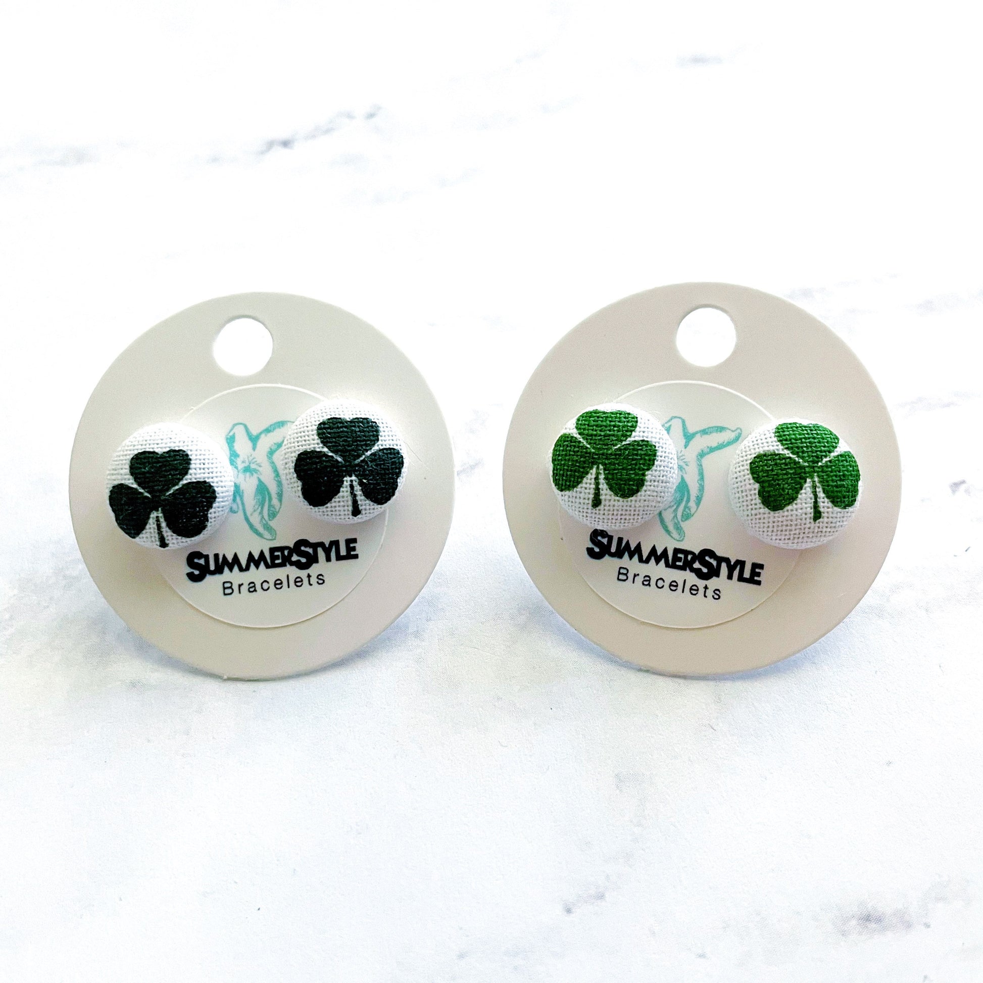 ST PATRICKS DAY Shamrock Fabric Stud Earrings, Fabric Earrings, Four Leaf Clover Jewelry, SummerStyle Bracelets