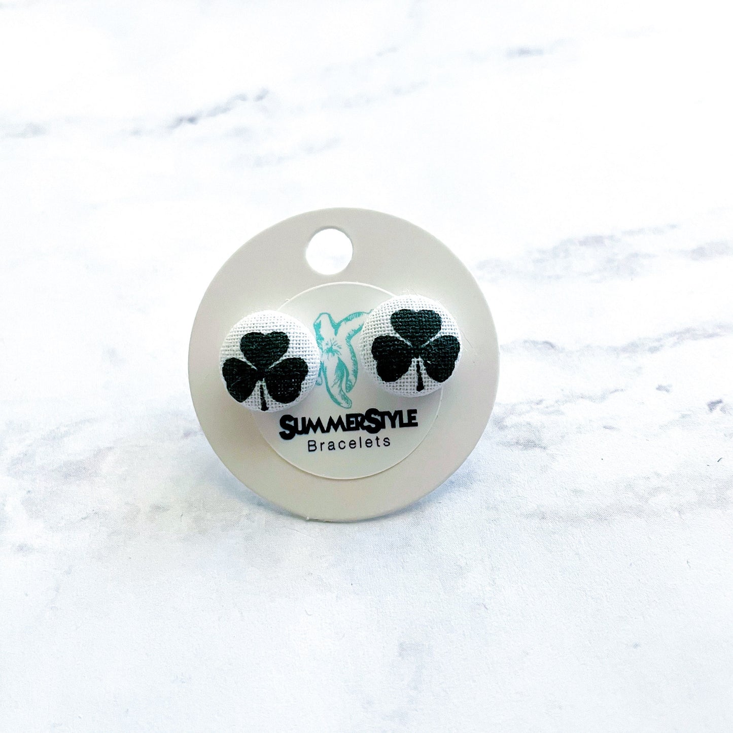 ST PATRICKS DAY Shamrock Fabric Stud Earrings, Fabric Earrings, Four Leaf Clover Jewelry, SummerStyle Bracelets