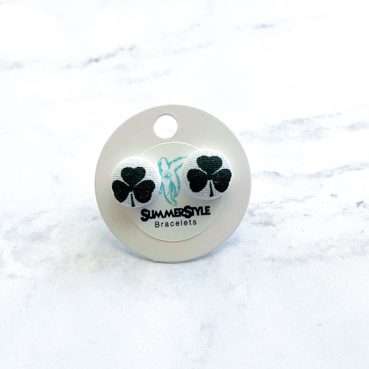 ST PATRICKS DAY Shamrock Fabric Stud Earrings, Fabric Earrings, Four Leaf Clover Jewelry, SummerStyle Bracelets