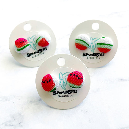 Abstract Watermelon Mini Fabric Stud Earrings, Fabric Earrings, Watermelon Jewelry, SummerStyle Bracelets