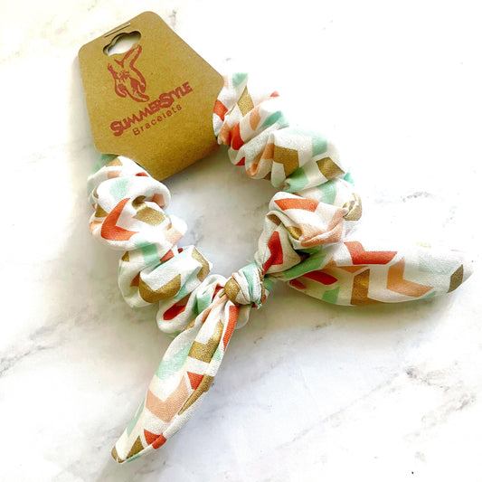 Metallic Chevron Scrunchie, Scrunched Bow Hair Tie, Hair Bow, Hair Elastic, Hair Accessories, Bow Hair Tie, SummerStyle Bracelets