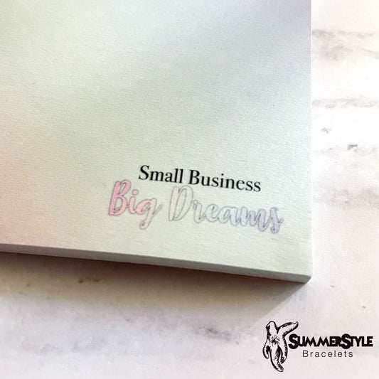 Mini Small Business Big Dreams Notepad, Sticky Notes, Office Stationery, SummerStyle Bracelets