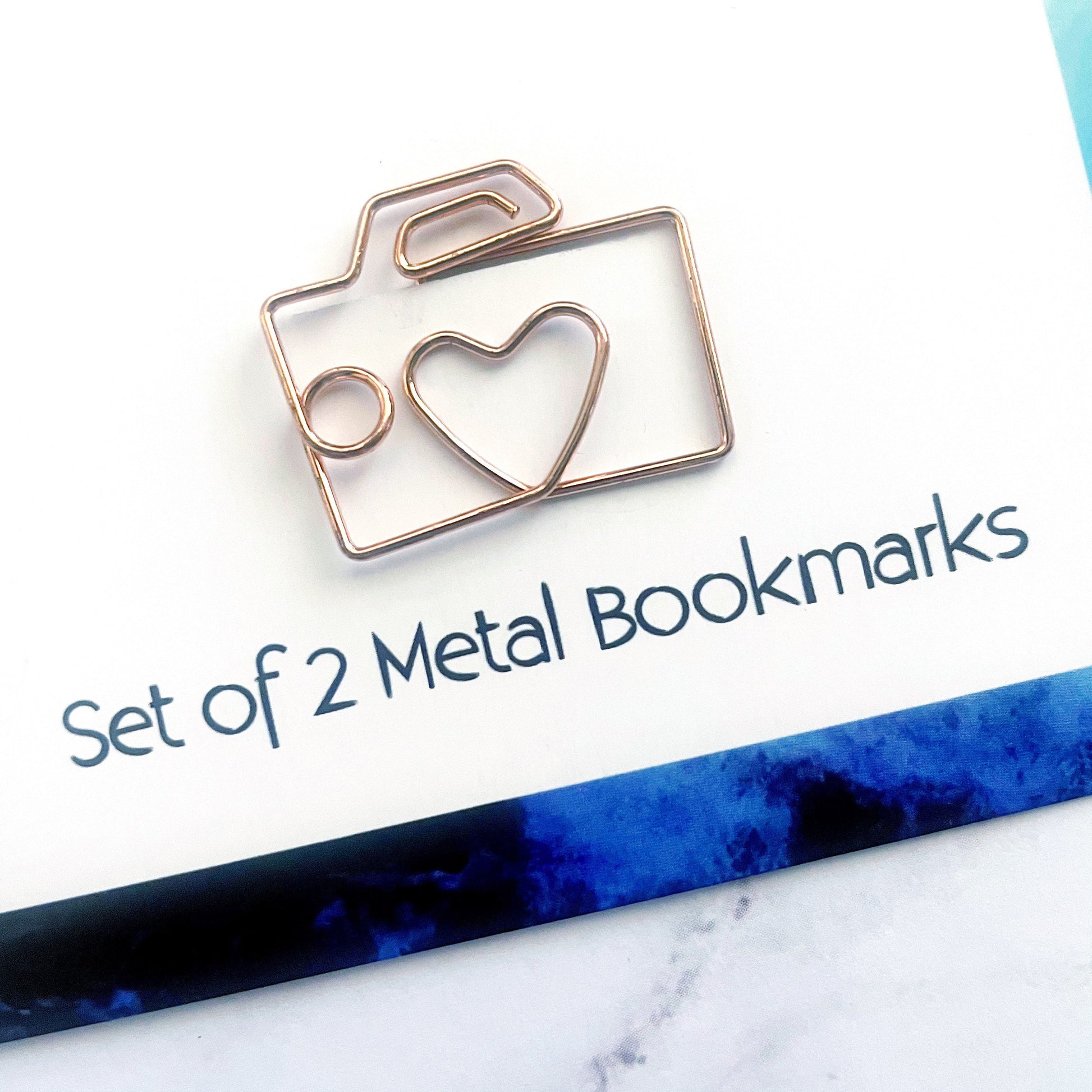 Set of 2 Rose Gold Mini Metal Camera Planner Bookmarks, Mini Bookmark, Book Lover Gift, Rose Gold Gift, SummerStyle Bracelets