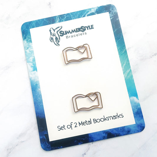 Set of 2 Rose Gold Mini Metal Open Book Planner Bookmarks, Mini Bookmark, Book Lover Gift, Rose Gold Gift, SummerStyle Bracelets