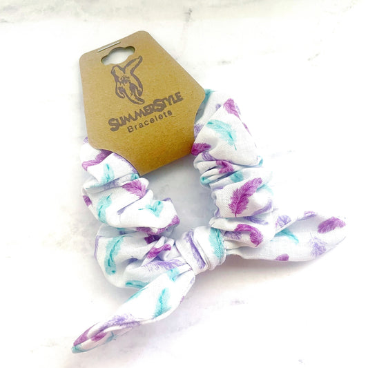 Feather Scrunchie, Scrunched Bow Hair Tie, Hair Bow, Hair Accessories, Bow Hair Tie, SummerStyle Bracelets