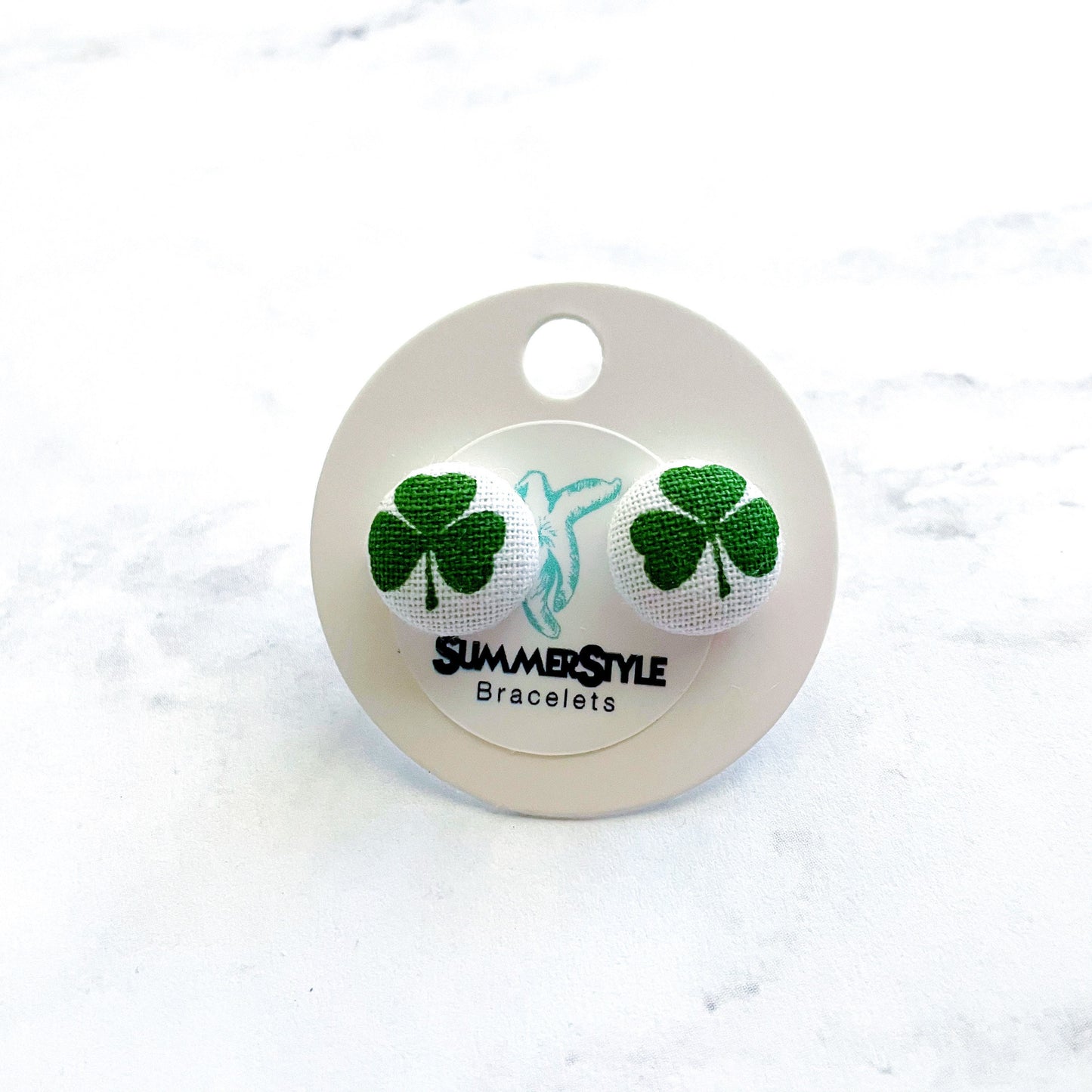 ST PATRICKS DAY Shamrock Fabric Stud Earrings, Fabric Earrings, Four Leaf Clover Jewelry, SummerStyle Bracelets