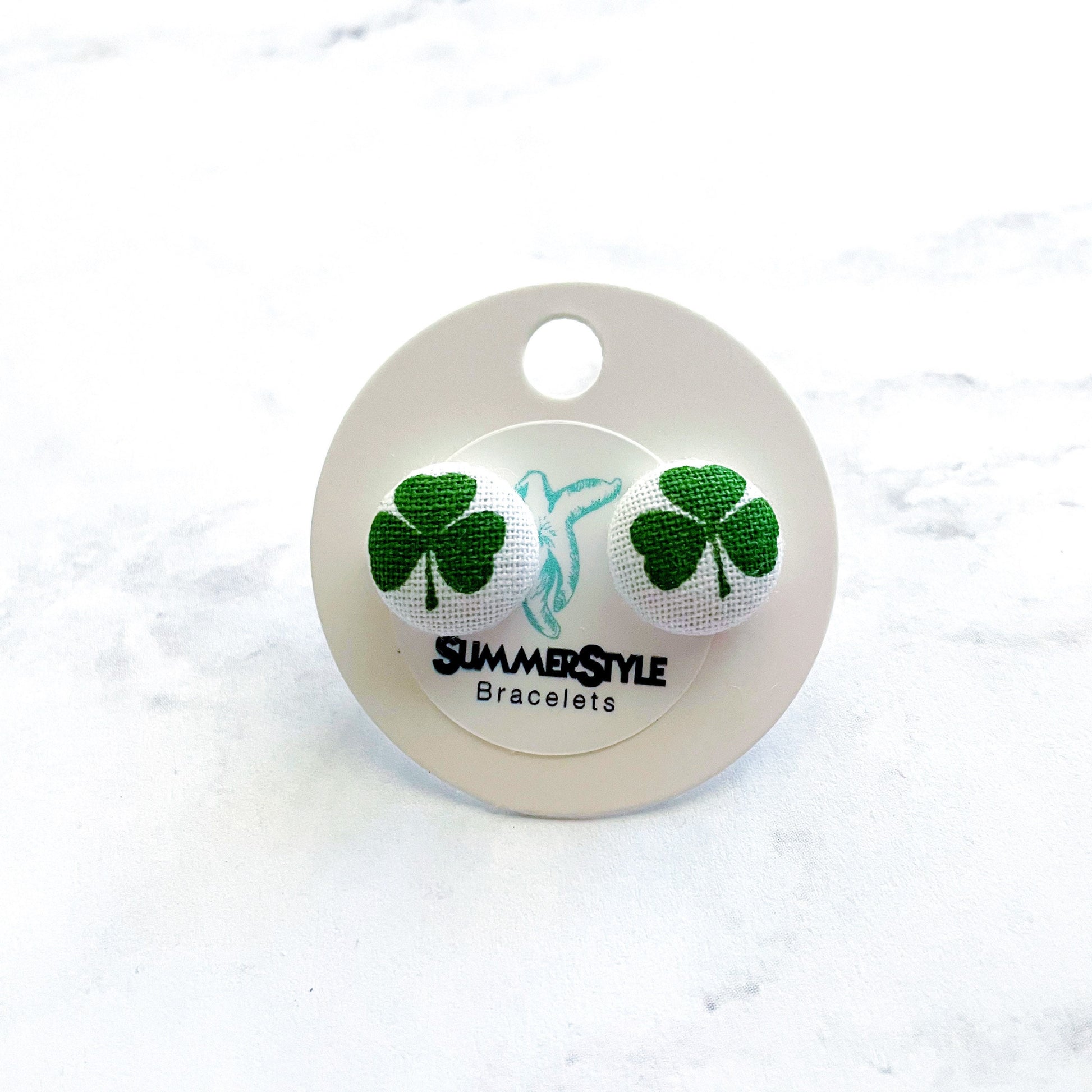 ST PATRICKS DAY Shamrock Fabric Stud Earrings, Fabric Earrings, Four Leaf Clover Jewelry, SummerStyle Bracelets