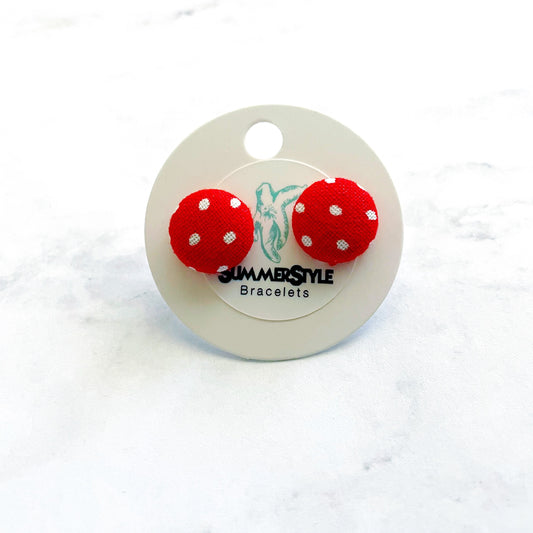 Red Polka Dot Mini Fabric Stud Earrings, Fabric Earrings, Polka Dot Jewelry, SummerStyle Bracelets