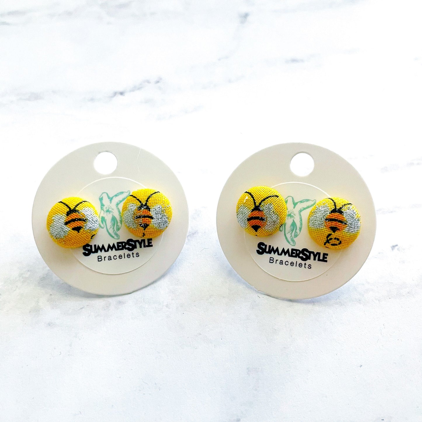 Honey Bee Fabric Stud Earrings, Fabric Earrings, Bee Jewelry, SummerStyle Bracelets