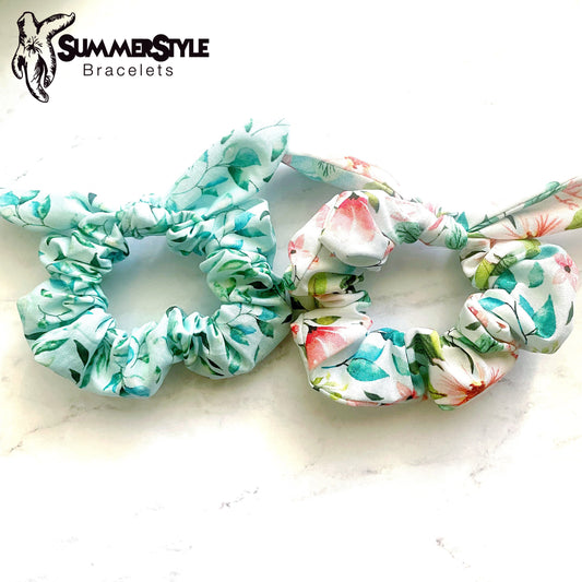 Mermaid Floral Scrunchie, Scrunched Bow Hair Tie, Hair Bow, Floral Gift, Hair Accessories, Bow Hair Tie, SummerStyle Bracelets