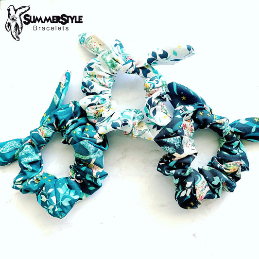 Mermaid Scrunchie, Scrunched Bow Hair Tie, Hair Bow, Mermaid Gift, Hair Accessories, Bow Hair Tie, SummerStyle Bracelets