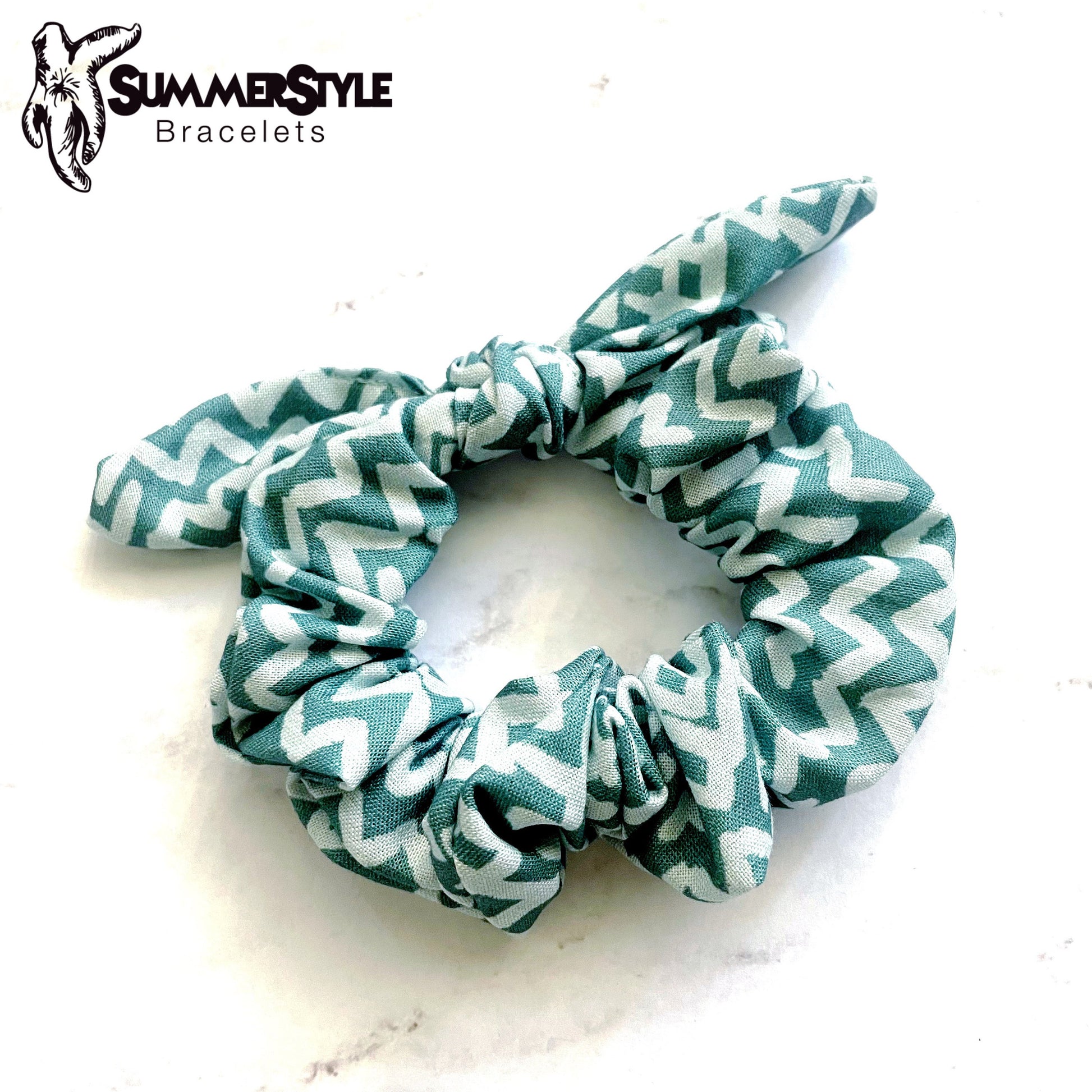 Abstract Zig Zag Scrunchie, Scrunched Bow Hair Tie, Hair Bow, Hair Accessories, Bow Hair Tie, SummerStyle Bracelets