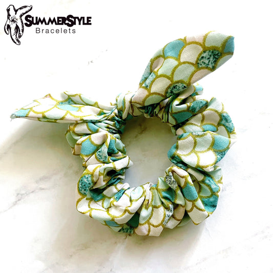 Mermaid Scales Scrunchie, Scrunched Bow Hair Tie, Hair Bow, Mermaid Gift, Hair Accessories, SummerStyle Bracelets