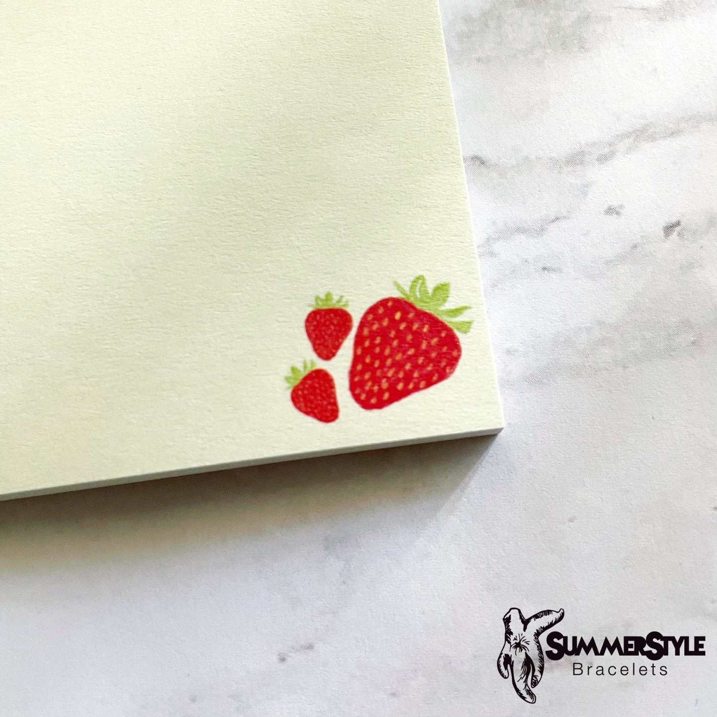 Mini Sweet Strawberry Notepad, Sticky Notes, Office Stationery, SummerStyle Bracelets