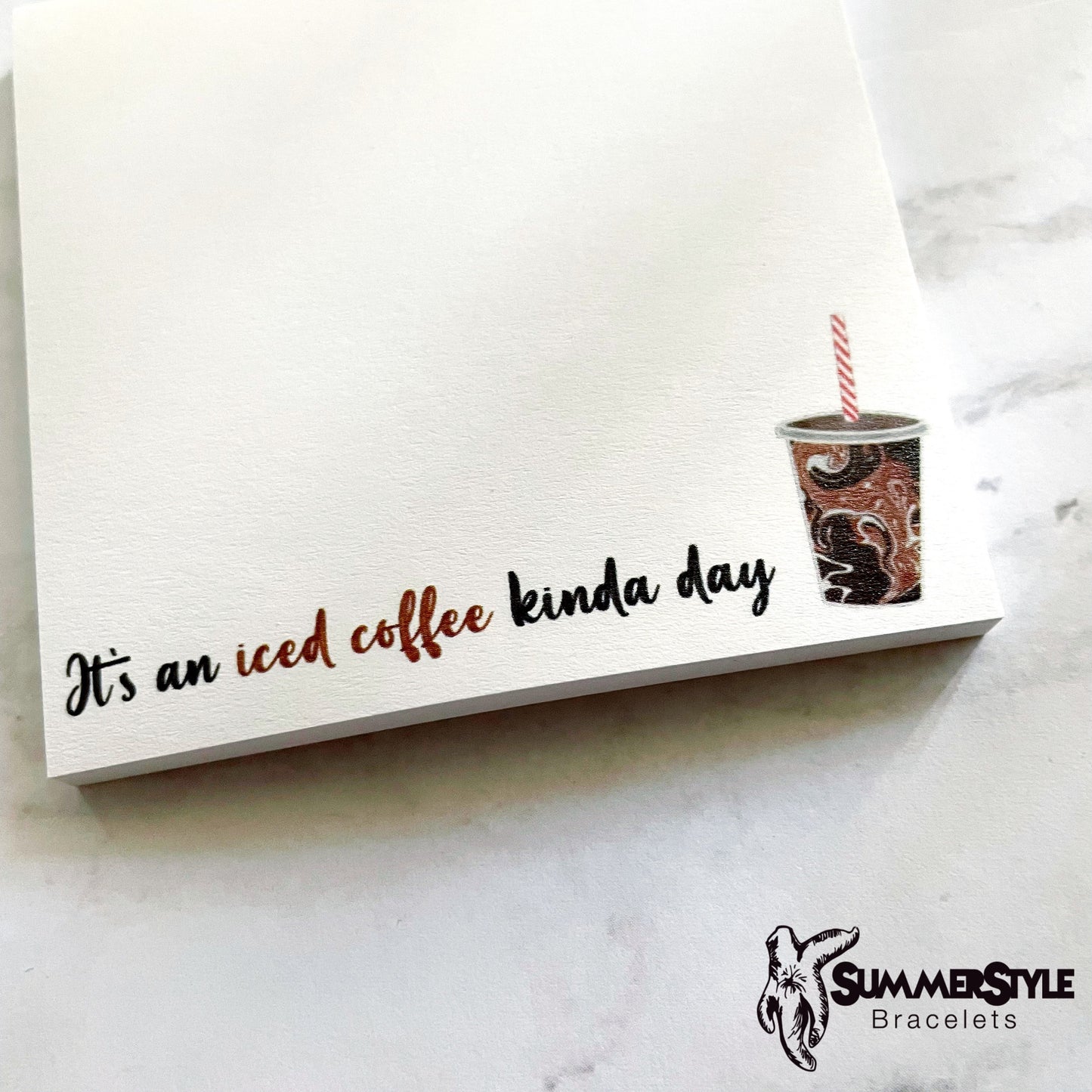 Mini Iced Coffee Notepad, Sticky Notes, Office Stationery, SummerStyle Bracelets