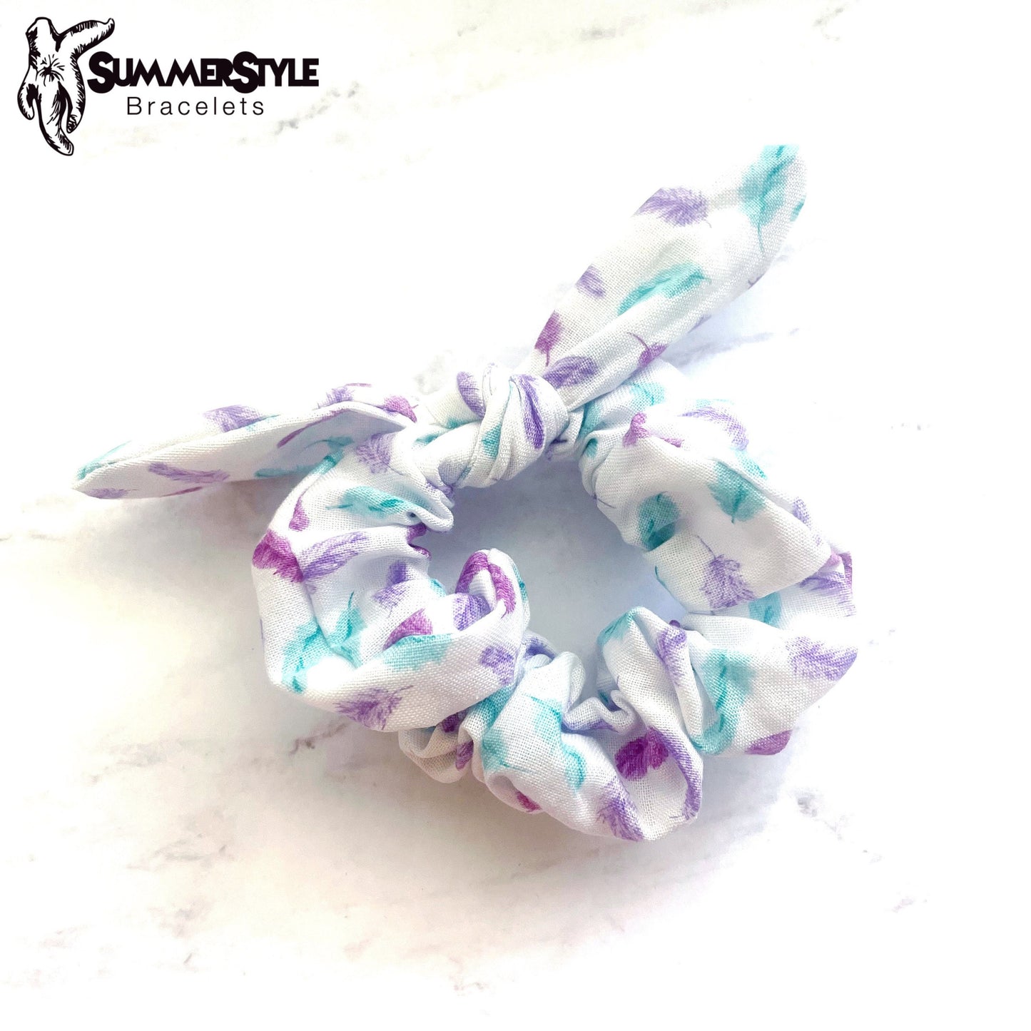 Feather Scrunchie, Scrunched Bow Hair Tie, Hair Bow, Hair Accessories, Bow Hair Tie, SummerStyle Bracelets