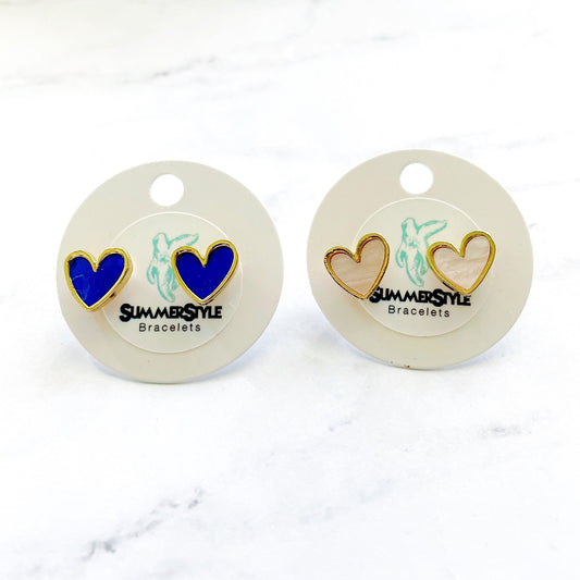 Gold Rim Resin Heart Stud Earrings, Stud Earrings, Stainless Steel Studs, Heart Earrings, SummerStyle Bracelets