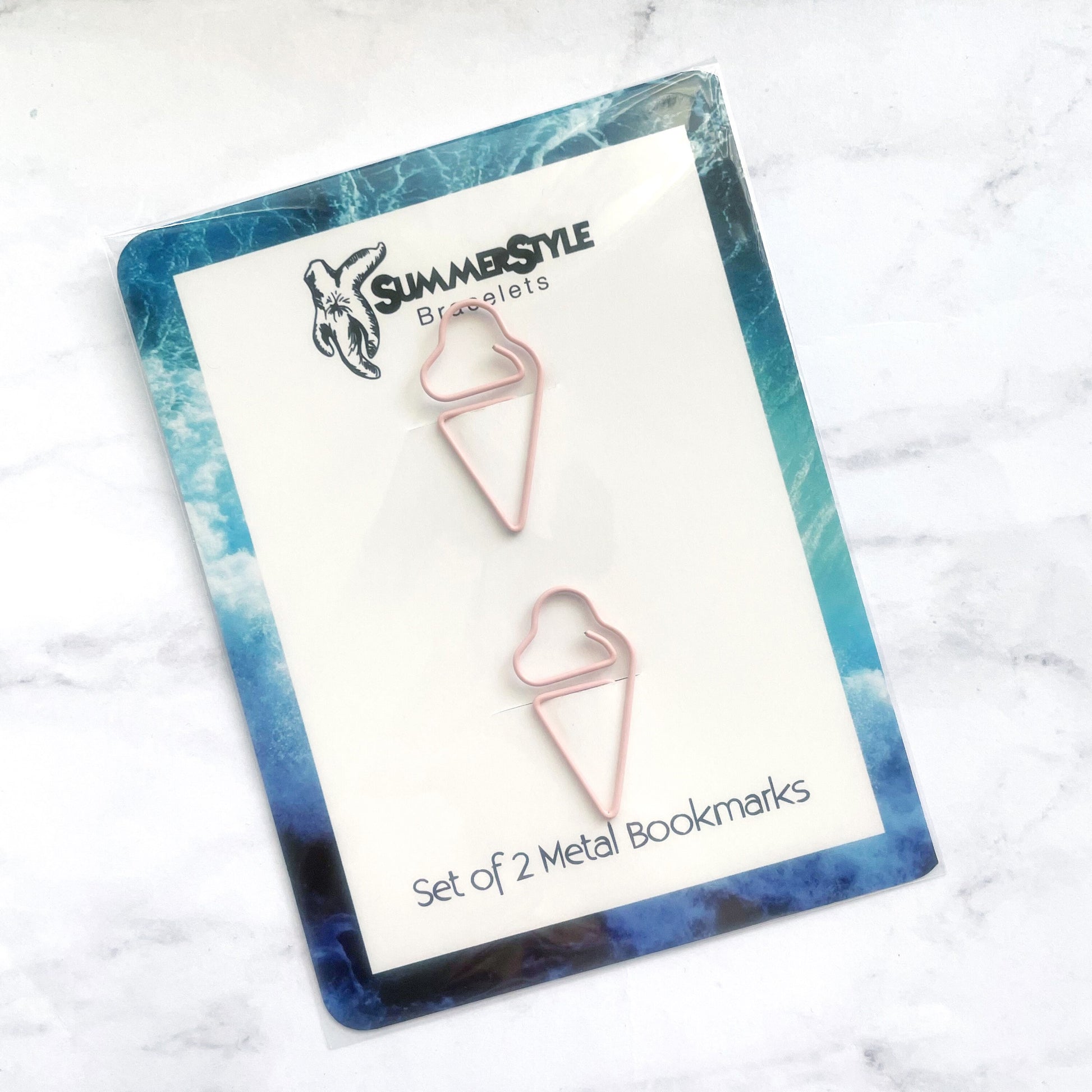 Set of 2 Mini Metal Ice Cream Cone Planner Bookmarks, Mini Bookmark, Book Lover Gift, Ice Cream Gift, SummerStyle Bracelets