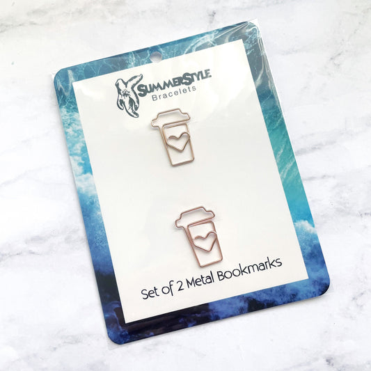 Set of 2 Rose Gold Mini Metal Coffee Cup Bookmarks, Mini Bookmark, Book Lover Gift, Rose Gold Gift, Coffee Lover Gift, SummerStyle Bracelets