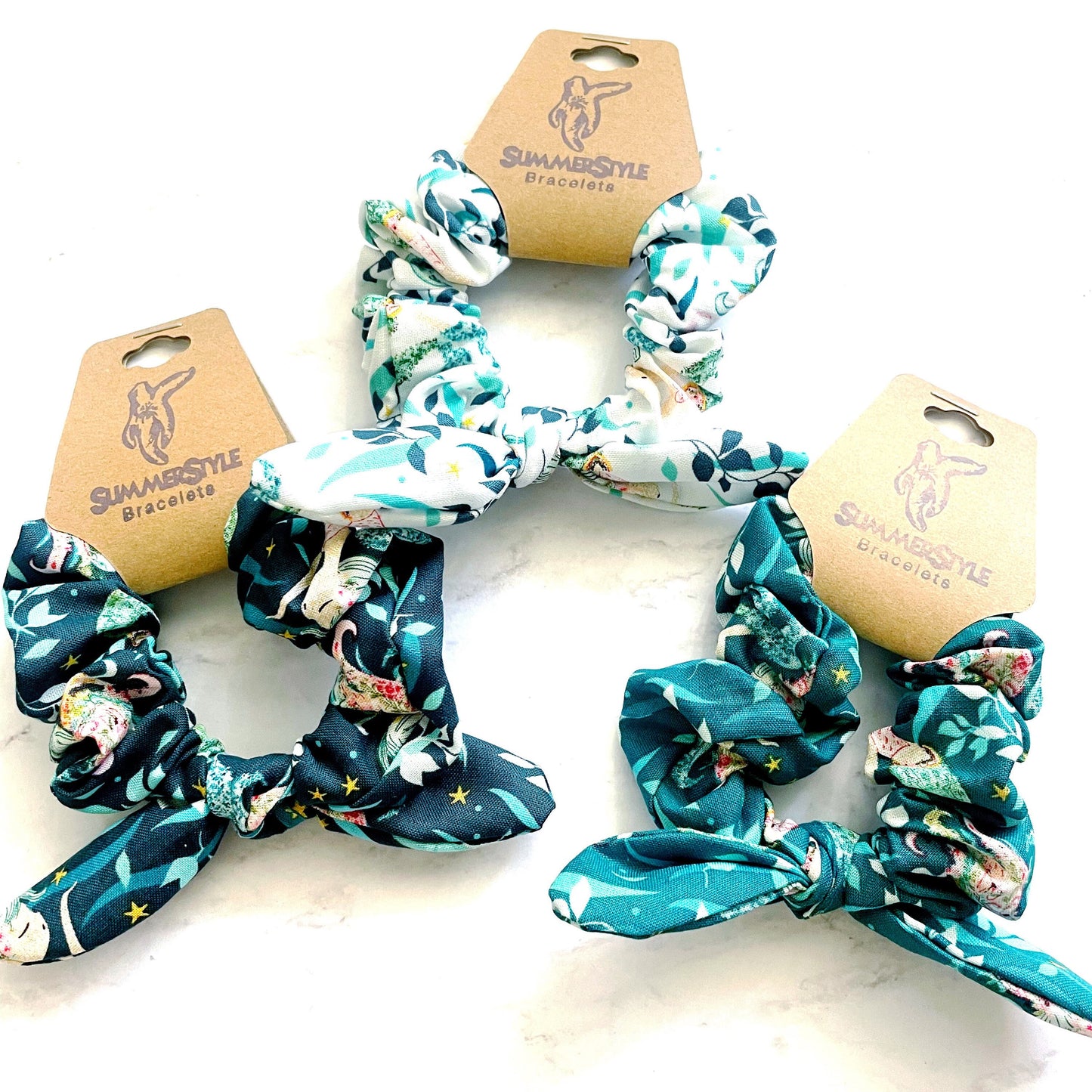 Mermaid Scrunchie, Scrunched Bow Hair Tie, Hair Bow, Mermaid Gift, Hair Accessories, Bow Hair Tie, SummerStyle Bracelets