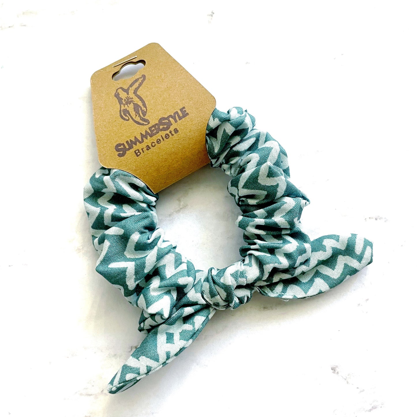 Abstract Zig Zag Scrunchie, Scrunched Bow Hair Tie, Hair Bow, Hair Accessories, Bow Hair Tie, SummerStyle Bracelets