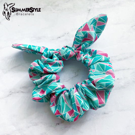 Tropical Triangle Scrunchie, Scrunched Bow Hair Tie, Hair Bow, Hair Accessories, Bow Hair Tie, SummerStyle Bracelets