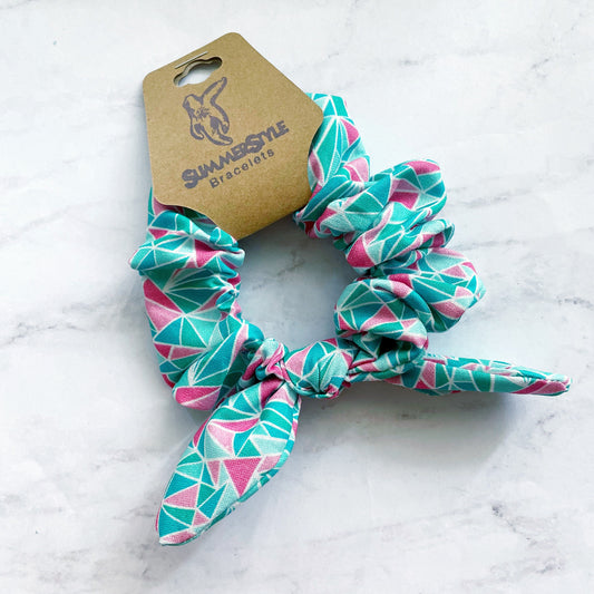 Tropical Triangle Scrunchie, Scrunched Bow Hair Tie, Hair Bow, Hair Accessories, Bow Hair Tie, SummerStyle Bracelets