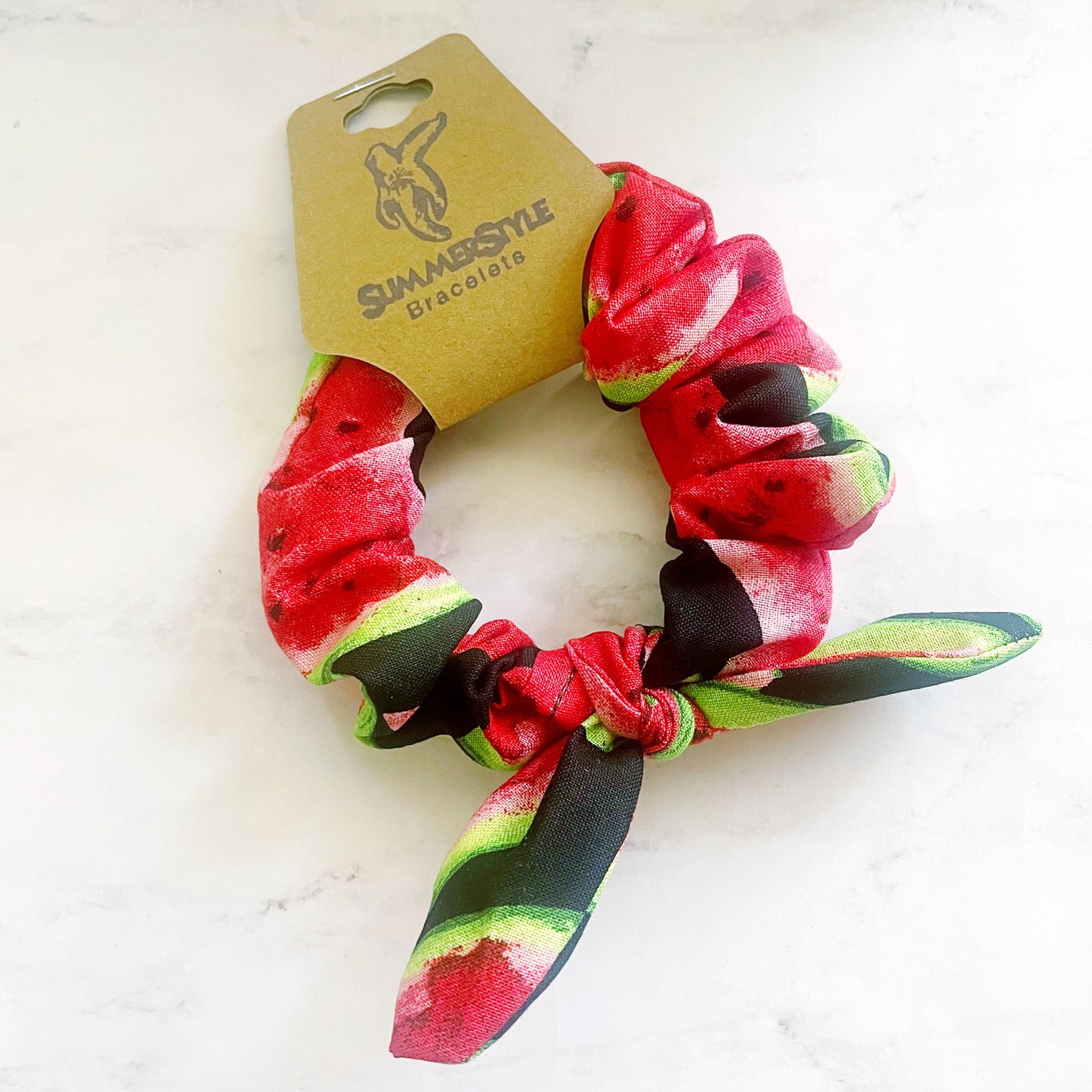 Dark Watermelon Scrunchie, Scrunched Bow Hair Tie, Hair Bow, Watermelon Gift, Hair Accessories, Bow Hair Tie, SummerStyle Bracelets