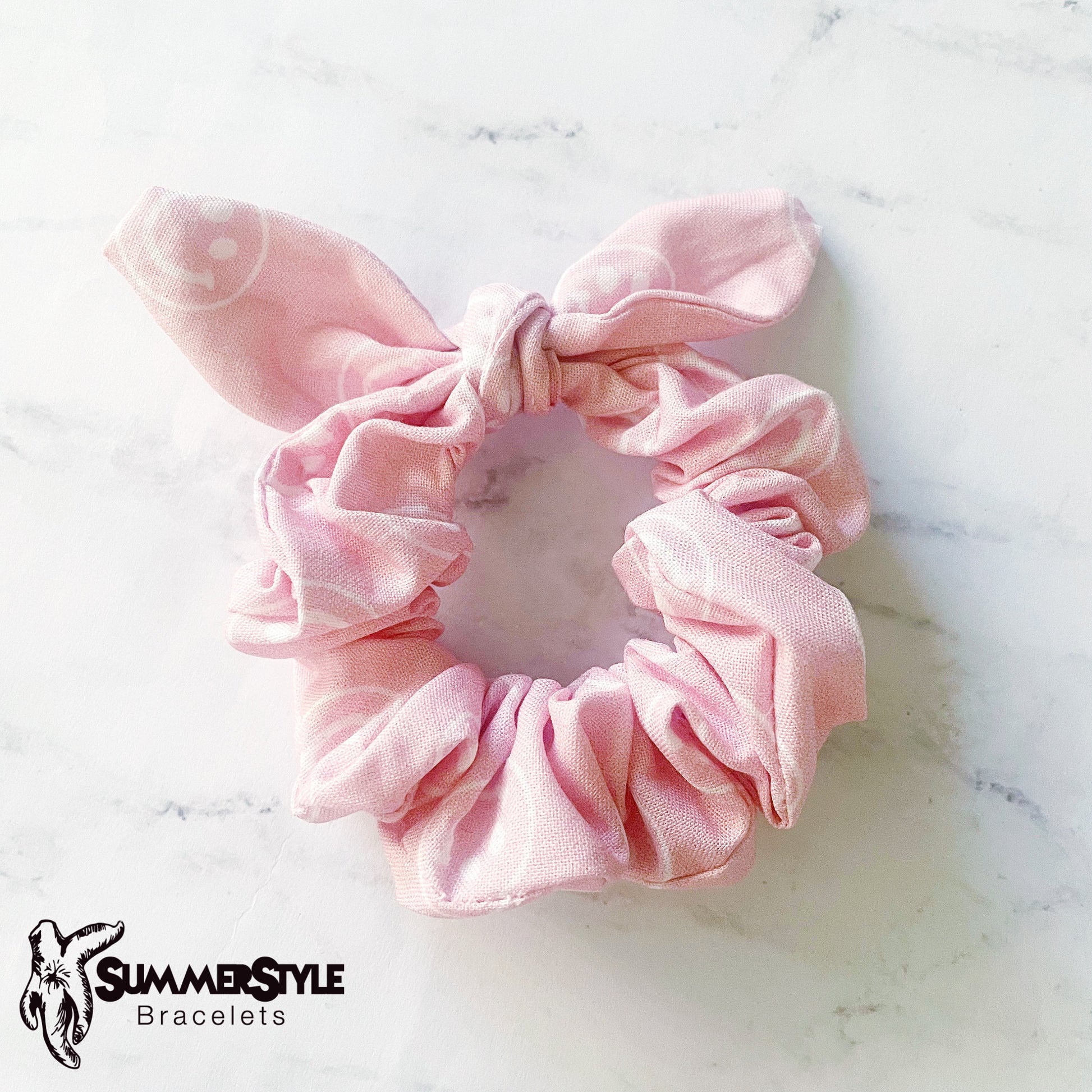 Happy Face Scrunchie, Scrunched Bow Hair Tie, Hair Bow, Hair Accessories, Bow Hair Tie, SummerStyle Bracelets