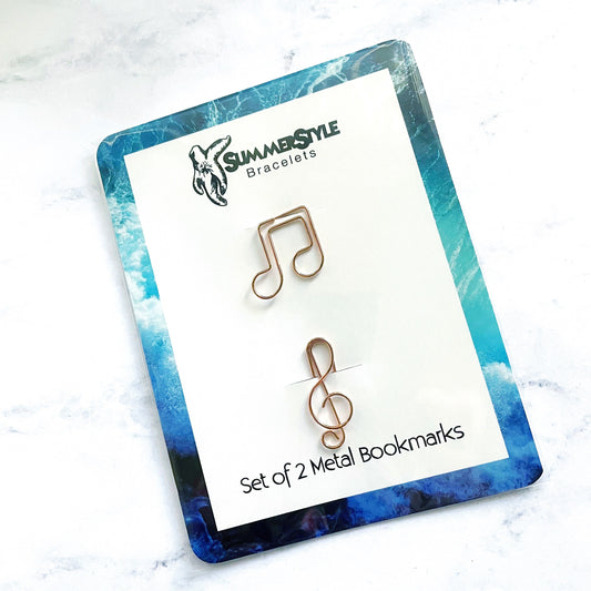 Set of 2 Rose Gold Mini Metal Music Note Bookmarks, Mini Bookmark, Book Lover Gift, Rose Gold Gift, Music Lover Gift, SummerStyle Bracelets