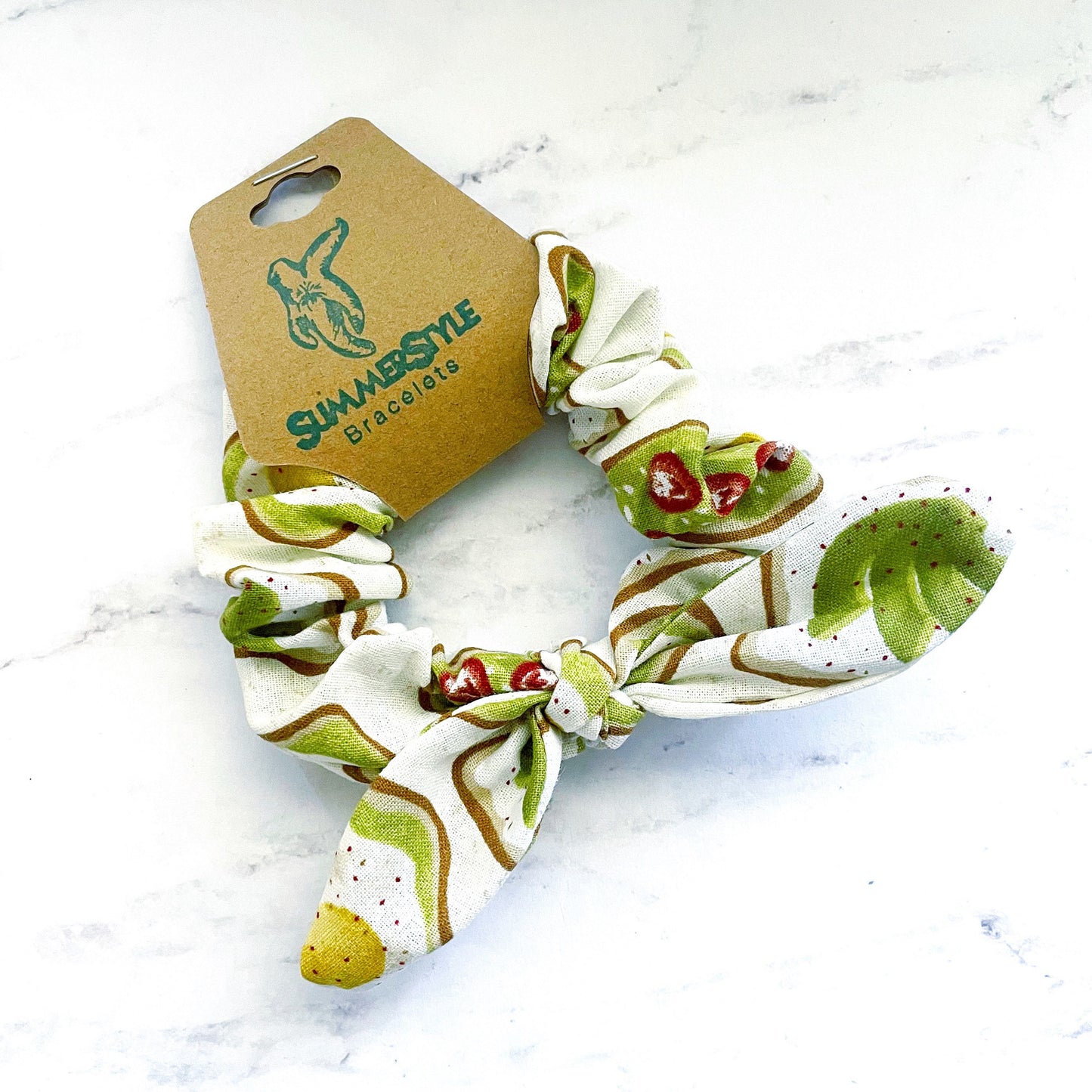 Avocado Toast Scrunchie, Scrunched Bow Hair Tie, Hair Bow, Avocado Gift, Hair Accessories, Bow Hair Tie, SummerStyle Bracelets