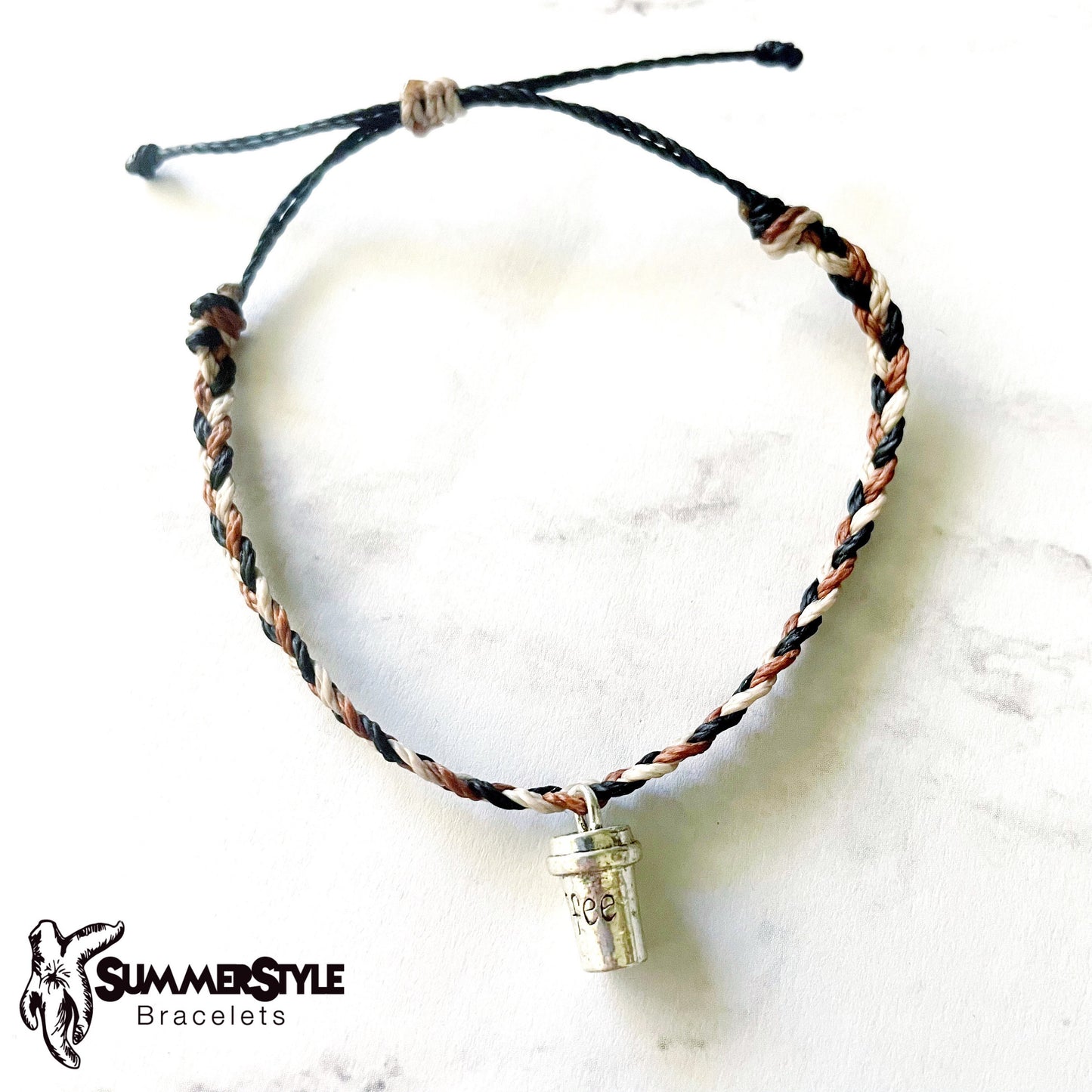 Coffee Lover Adjustable Waterproof Bracelet Pack, Coffee Bracelet, Coffee Jewelry, Wax Cord Bracelet, Waterproof Cord