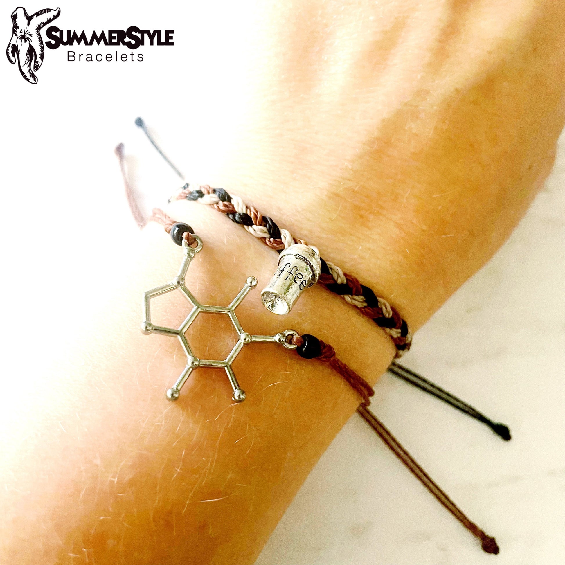 Coffee Lover Adjustable Waterproof Bracelet Pack, Coffee Bracelet, Coffee Jewelry, Wax Cord Bracelet, Waterproof Cord