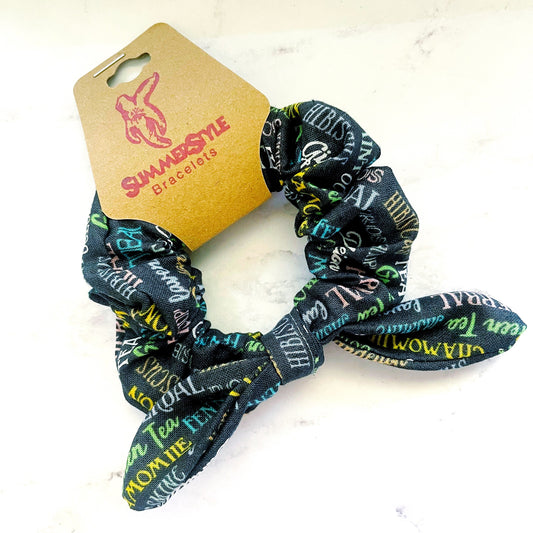 Tea Lover Scrunchie, Scrunched Bow Hair Tie, Hair Bow, Hair Accessories, Bow Hair Tie, SummerStyle Bracelets