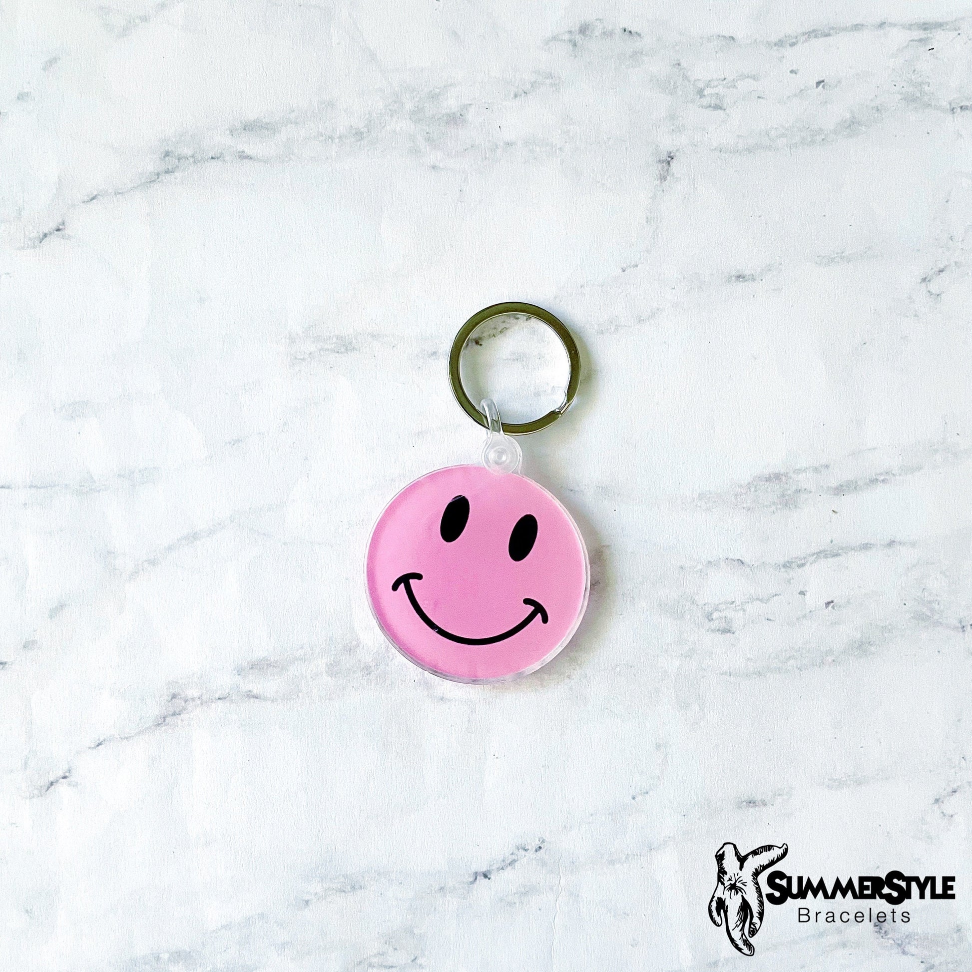 Happy Face Acrylic Keychain, Happy Gift, Backpack Keychain, SummerStyle Bracelets