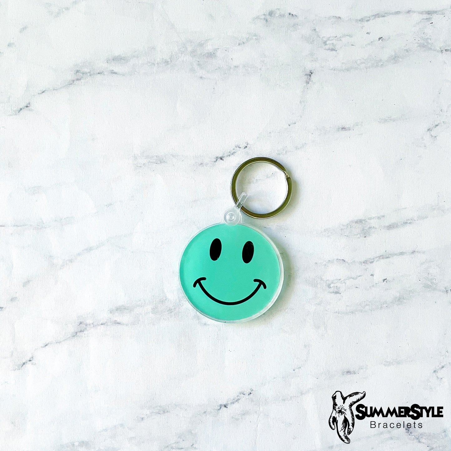 Happy Face Acrylic Keychain, Happy Gift, Backpack Keychain, SummerStyle Bracelets