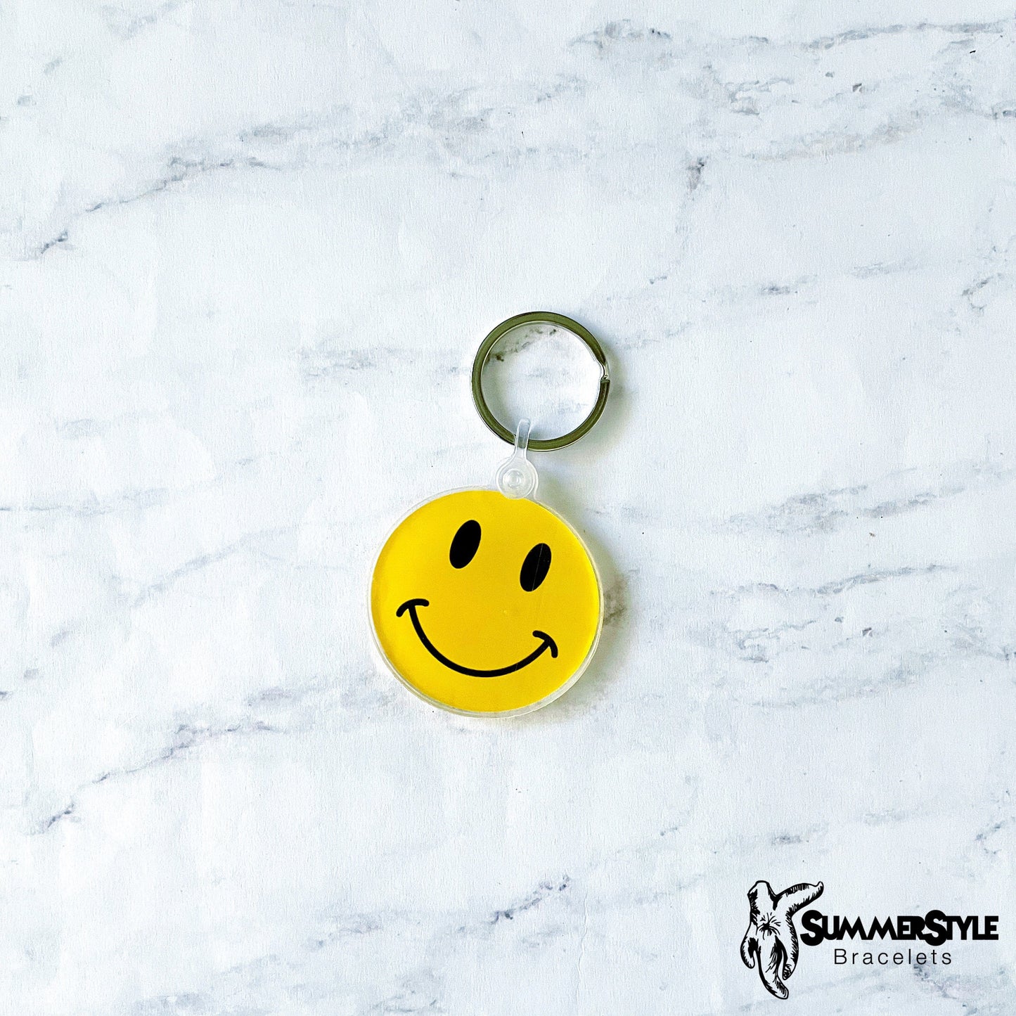 Happy Face Acrylic Keychain, Happy Gift, Backpack Keychain, SummerStyle Bracelets