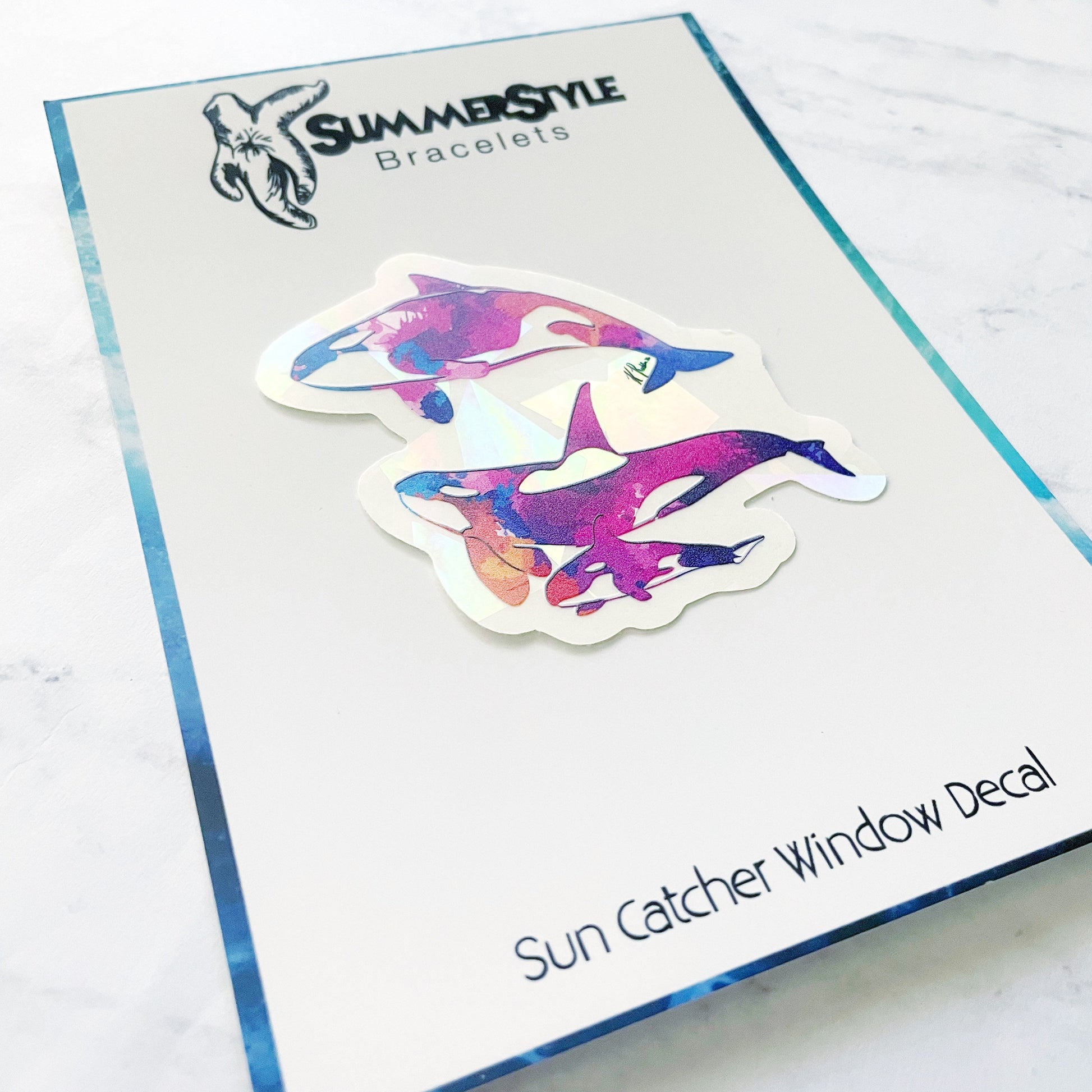 Watercolor Orca Whale Sun Catcher Window Decal, Killer Whale Decal, Sun Catcher, Rainbow Prism, SummerStyle Bracelets