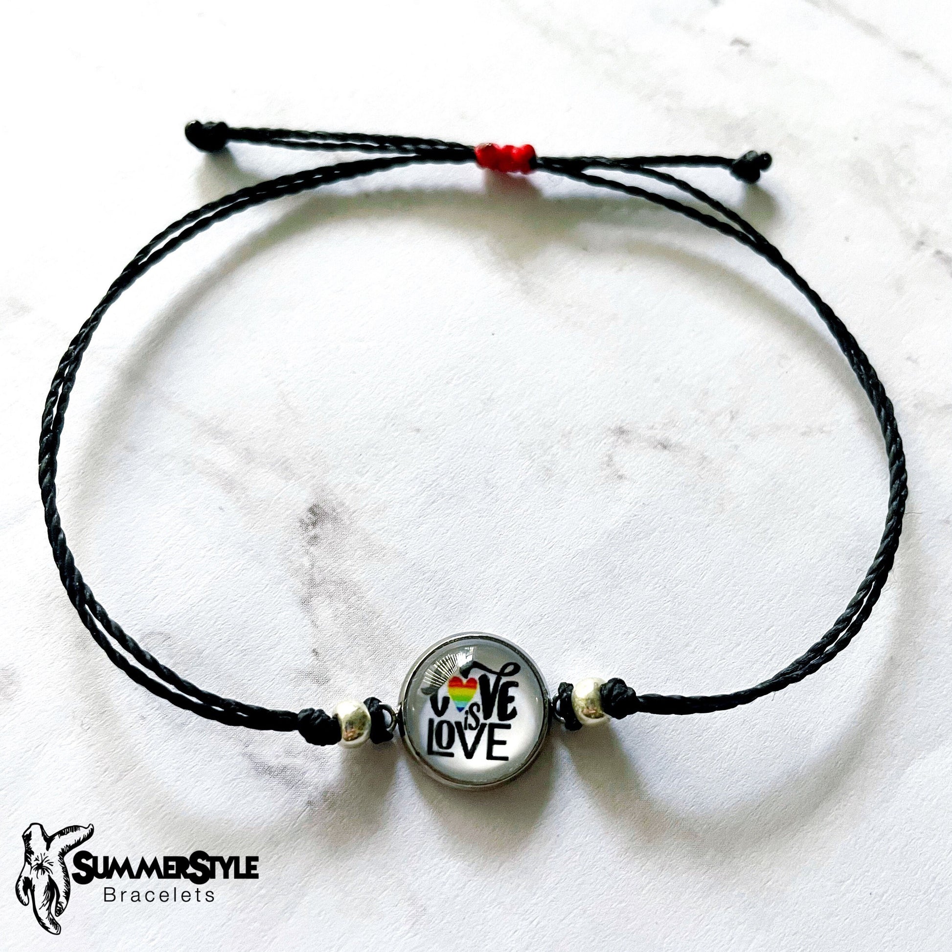 Love is Love Adjustable Waterproof Bracelet Pack, Pride Bracelet, Cabochon Jewelry, Wax Cord Bracelet, SummerStyle Bracelets