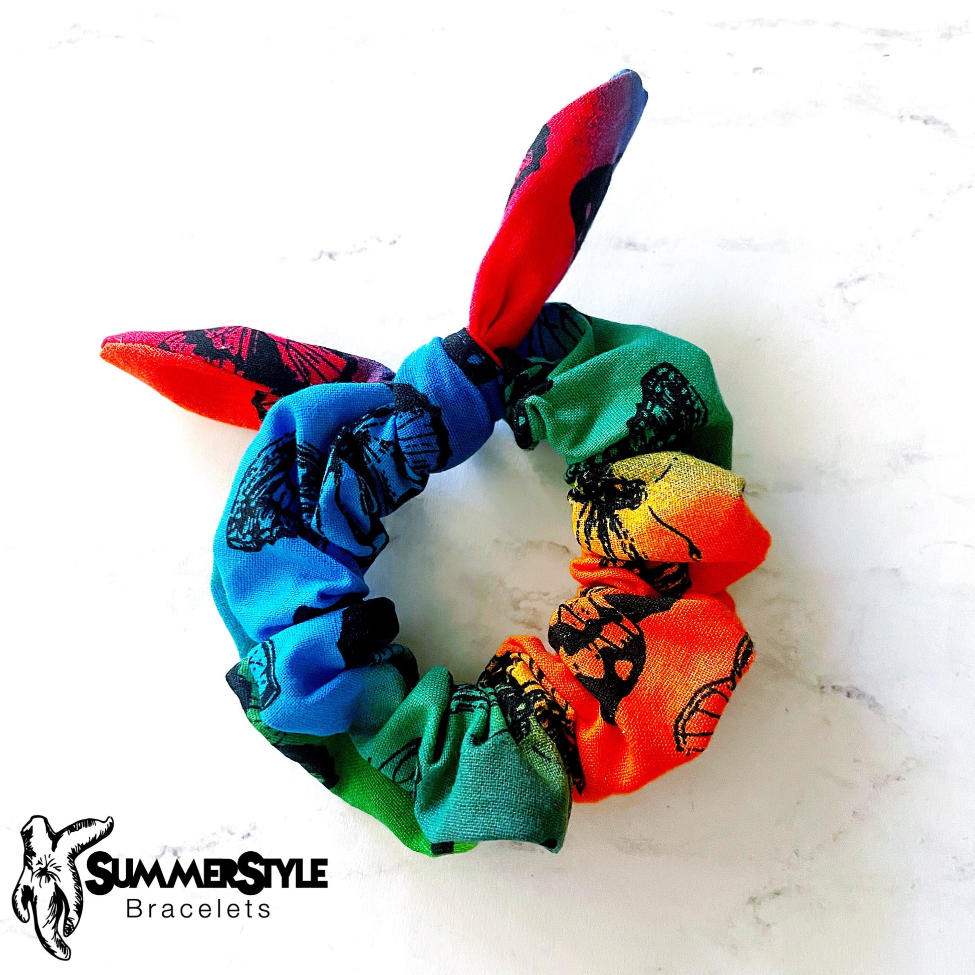 Rainbow Butterfly Scrunchie, Scrunched Bow Hair Tie, Hair Bow, Butterfly Gift, Hair Accessories, Bow Hair Tie, SummerStyle Bracelets