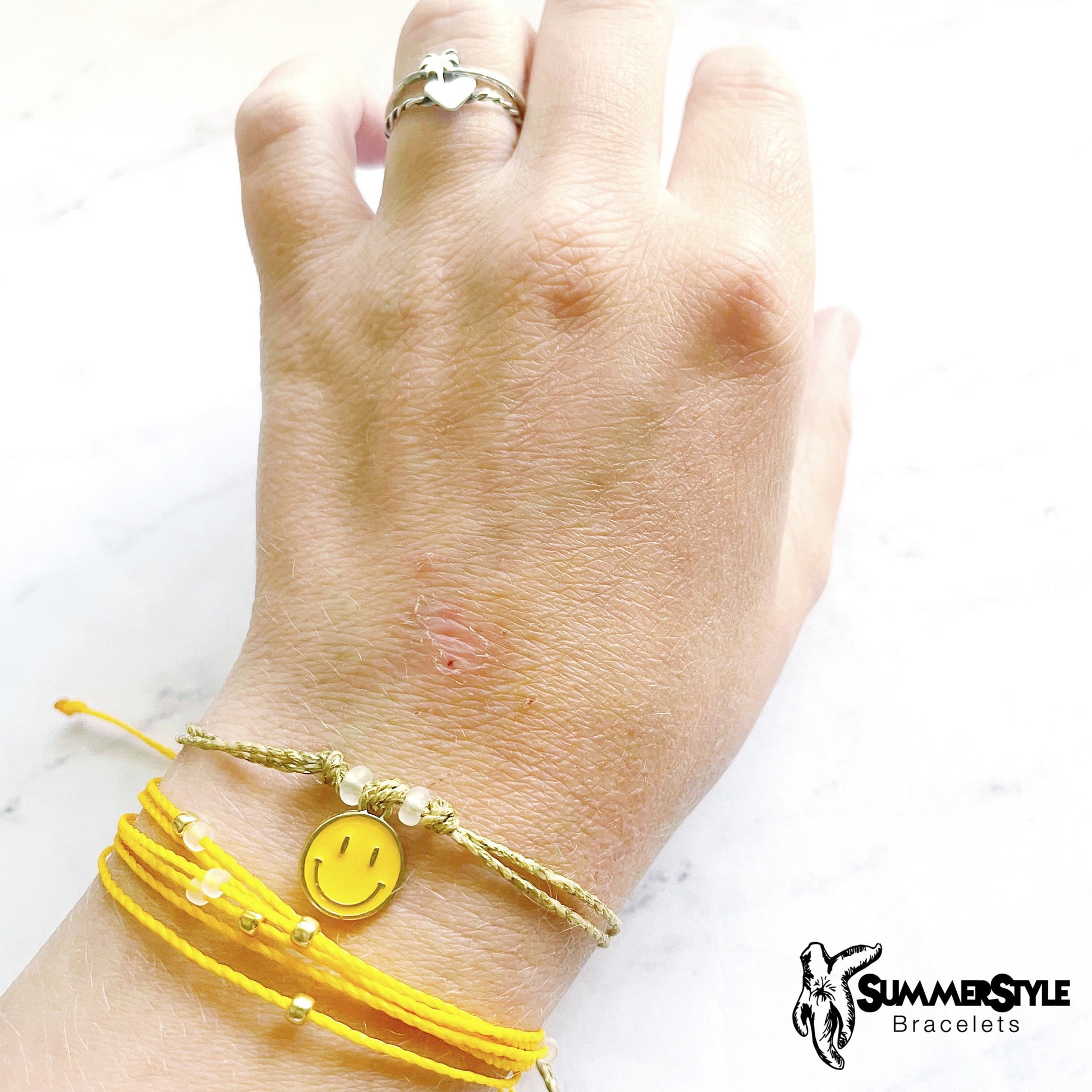 Yellow Happy Face Adjustable Waterproof Bracelet Pack, Happy Face Bracelet, Summer Jewelry, Happy Face Bracelet, SummerStyle Bracelets